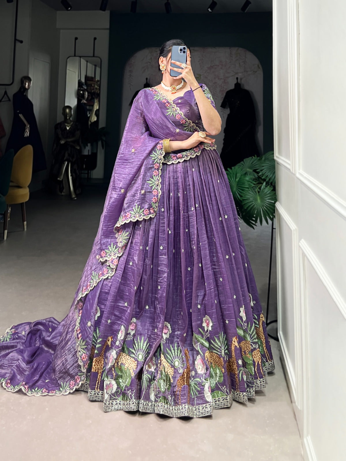 TRADITIONAL GOLD CRUSH THREAD EMBROIDERY LEHENGA CHOLI COLLECTION