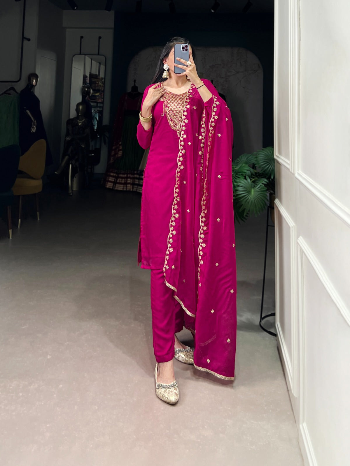 Elegant Pink Organza Salwar Suit Set