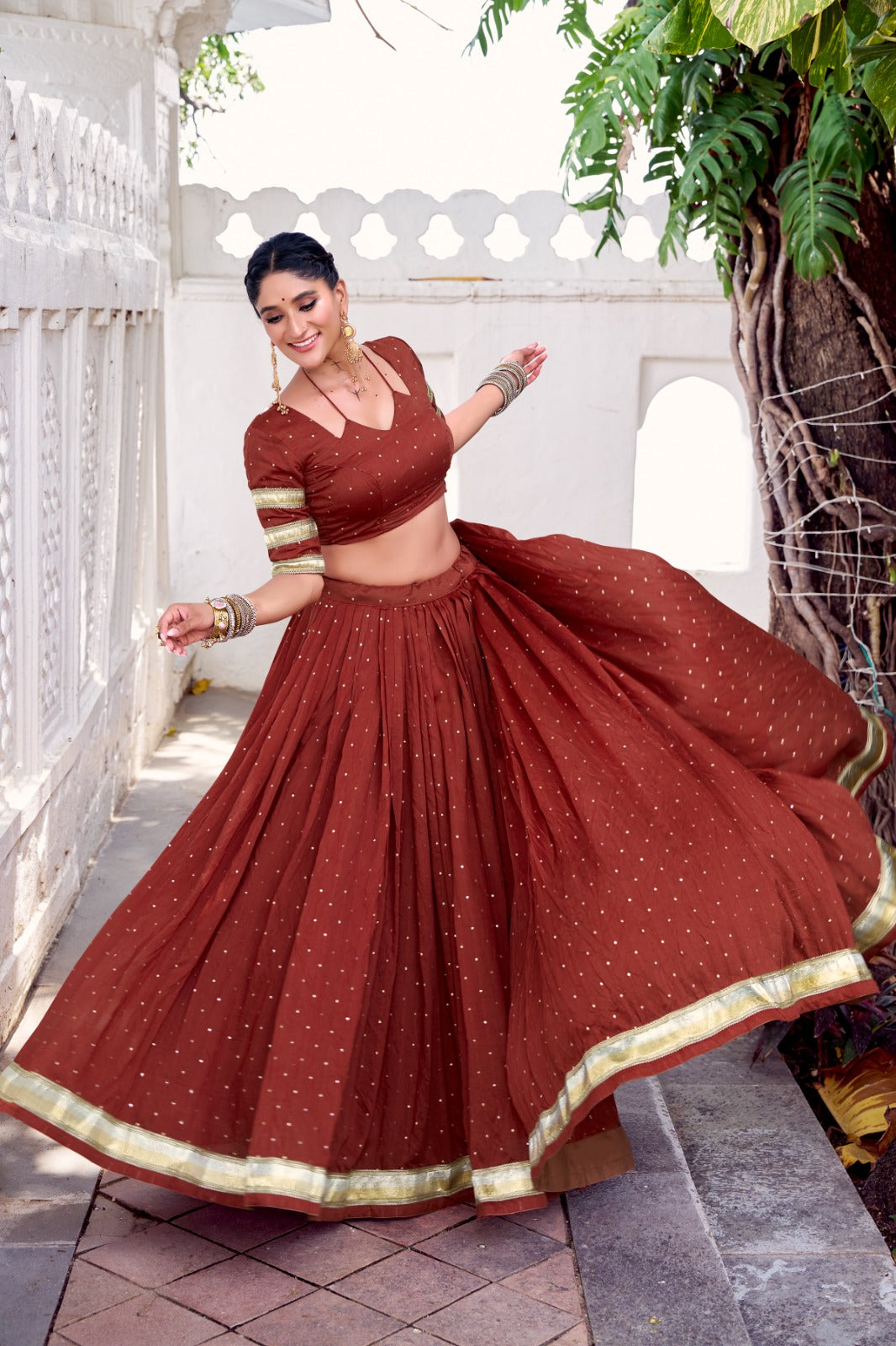PURE CHANDERI ZARI WEAVING LEHENGA CHOLI SET