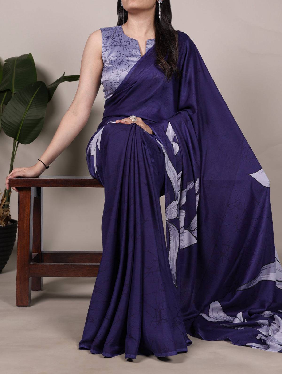 Floral Printed Satin Silk Saree
