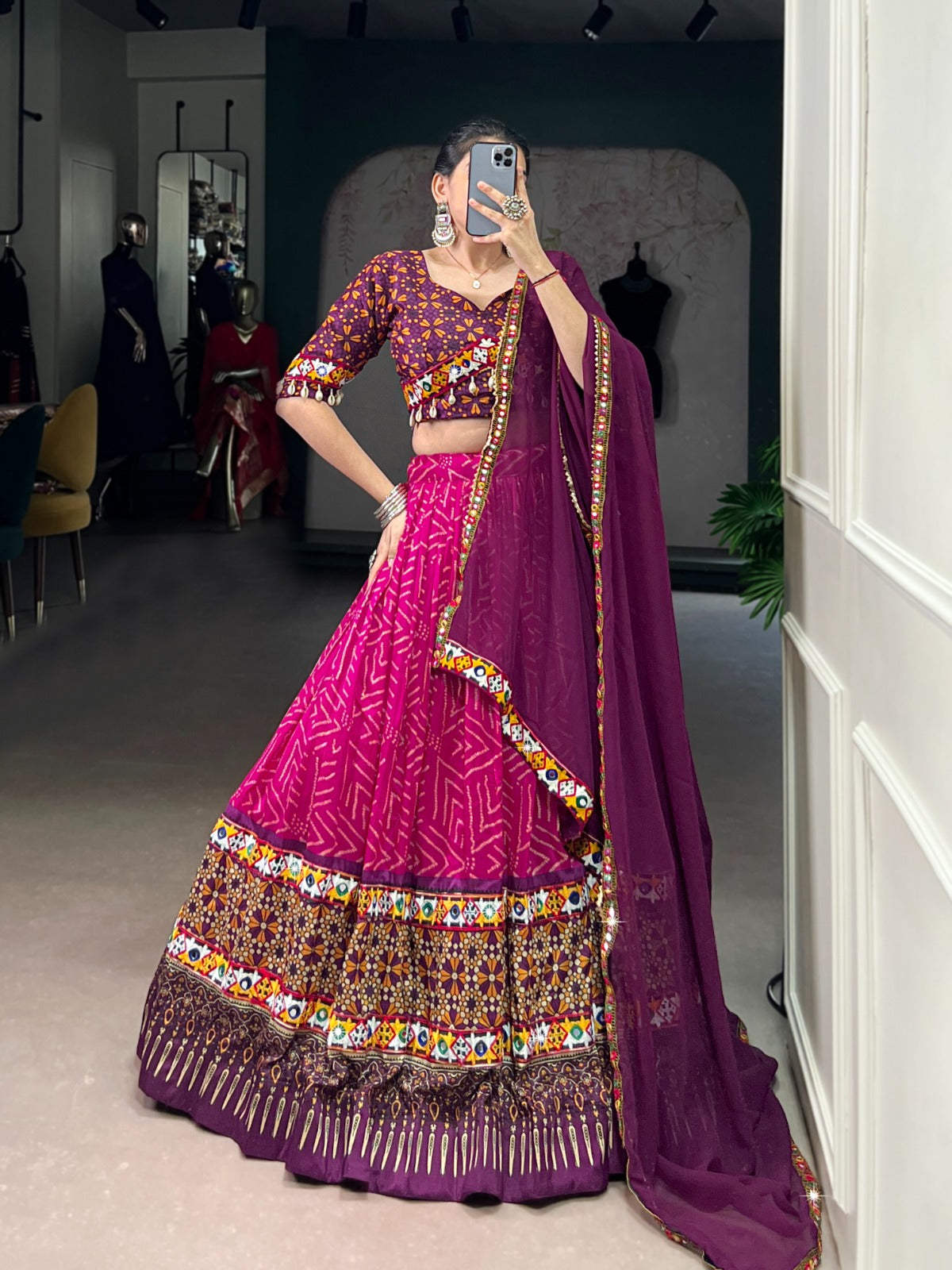 Tassar Silk Lehenga Choli for Garba