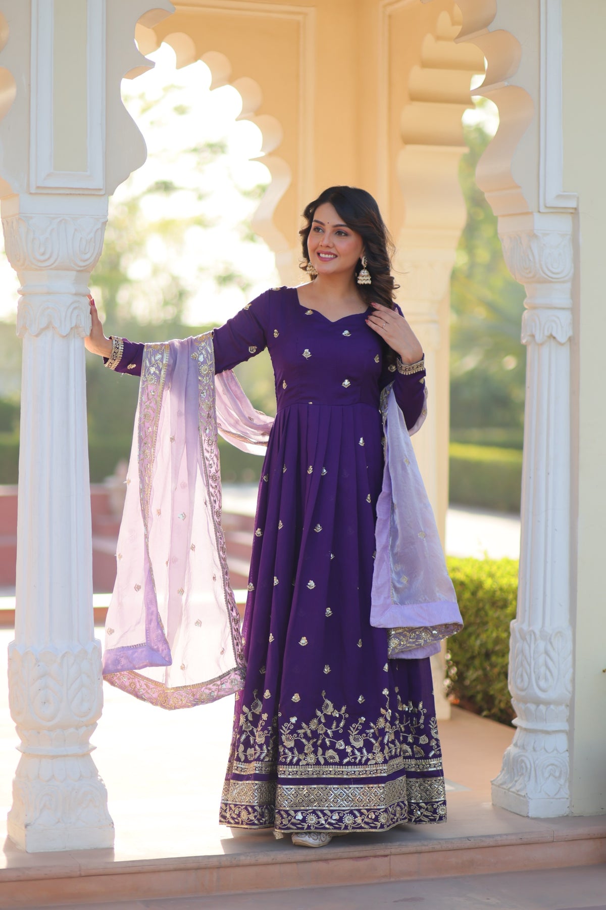 Designer Purple Readymade Gown Collection