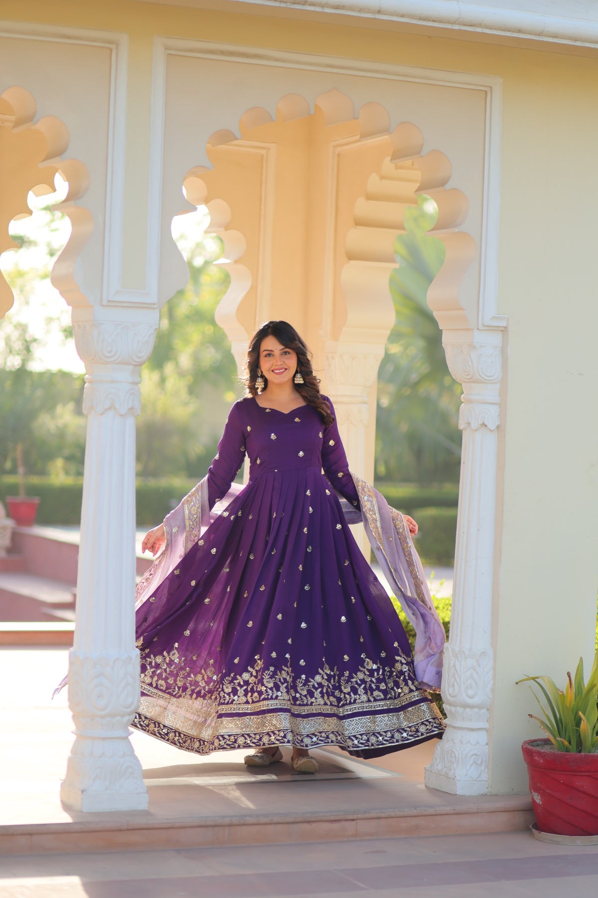 Designer Purple Readymade Gown Collection