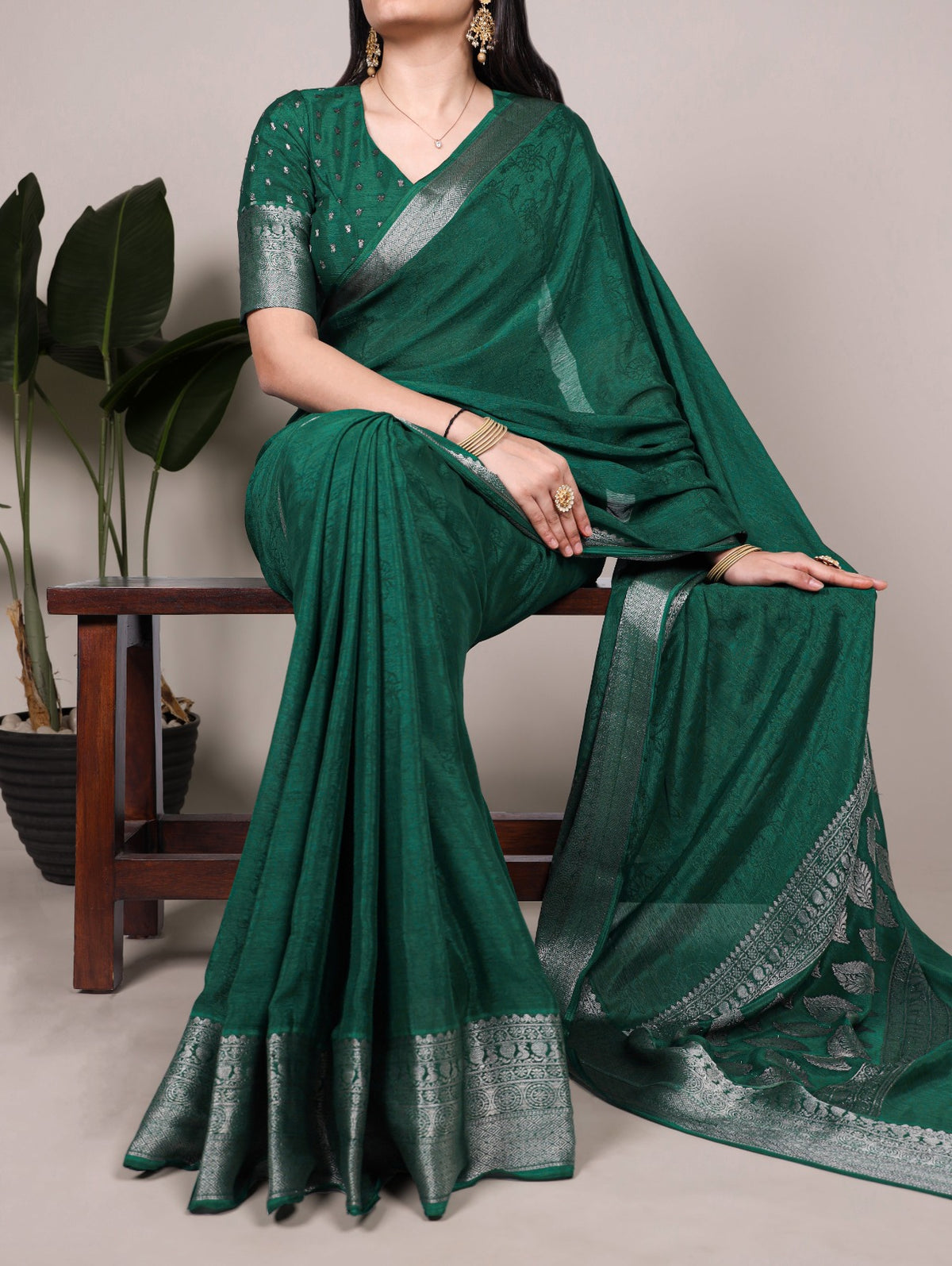 Chinon Zari Weaving Saree Collection