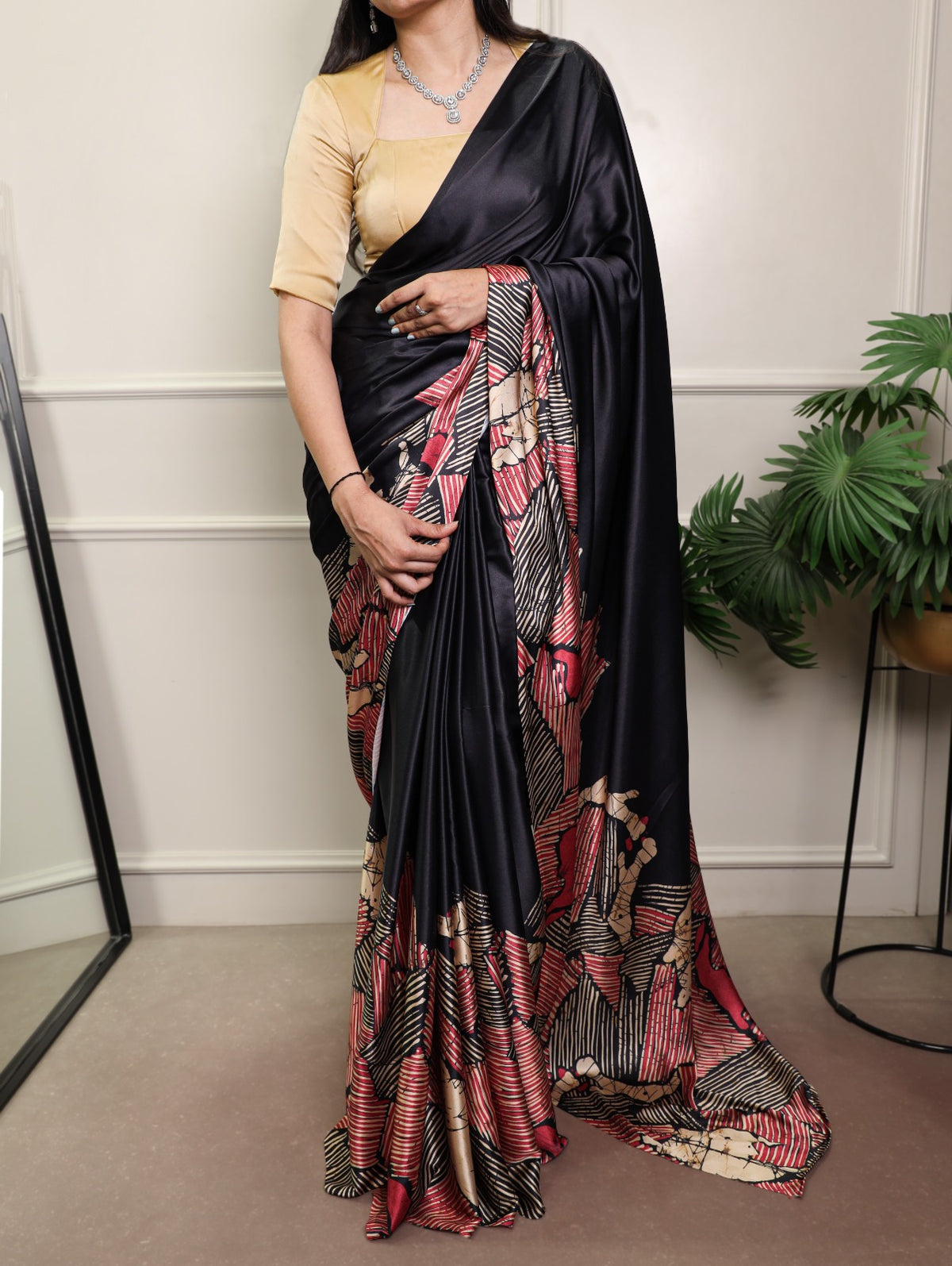 Elegant Printed Satin Sarees