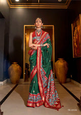 PATOLA DESIGN AND ELEGANT GOLD PRINT SAREE