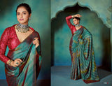 Pink and Green chiffon with Sequence Work Blouse - Traditional Indian Attire