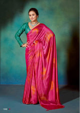 Pink and Green chiffon with Sequence Work Blouse - Traditional Indian Attire