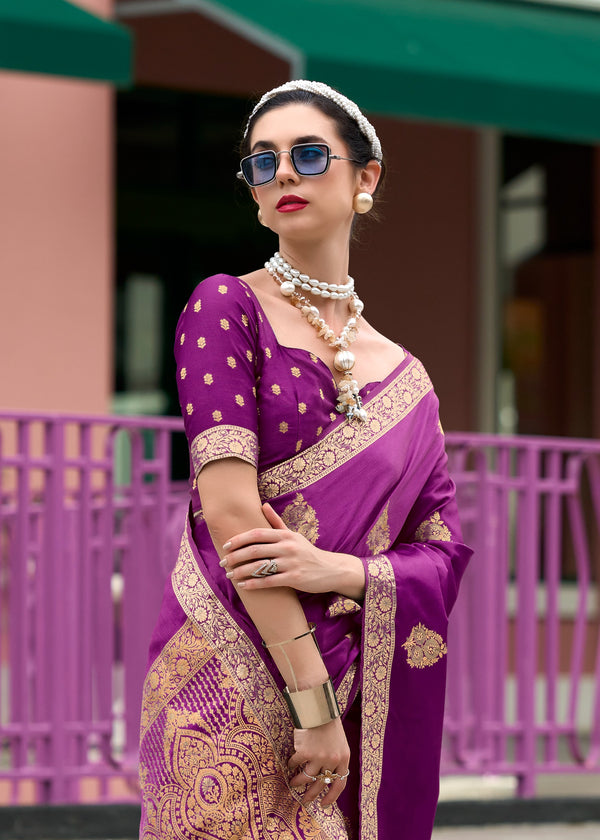 Designer Sattin Handwoven with Zari weaving - Elegant Bridal and Party Wear