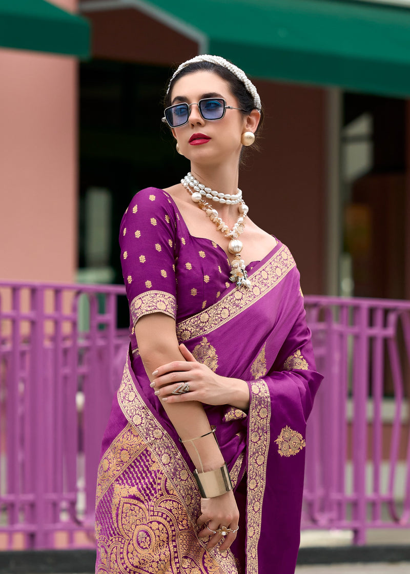 Designer Sattin Handwoven with Zari weaving - Elegant Bridal and Party Wear