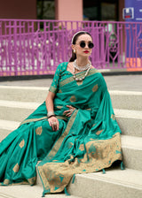 Designer Sattin Handwoven with Zari weaving - Elegant Bridal and Party Wear