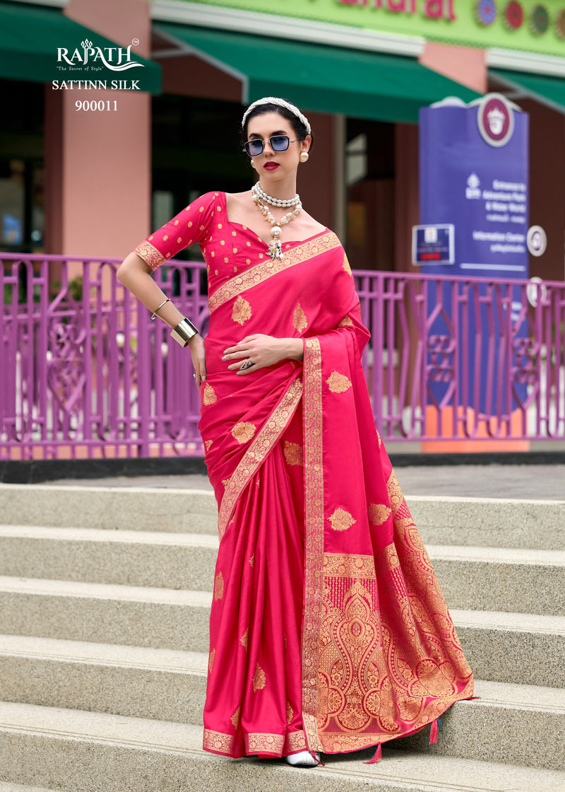 Designer Sattin Handwoven with Zari weaving - Elegant Bridal and Party Wear