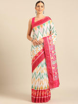 Women's Geometric Print Saree with Contrasting Border