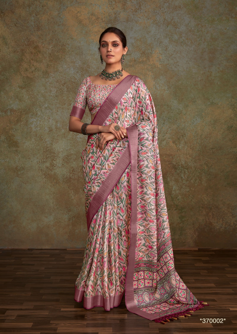 Elegant Traditional Saree with Intricate Patterns and Matching Blouse