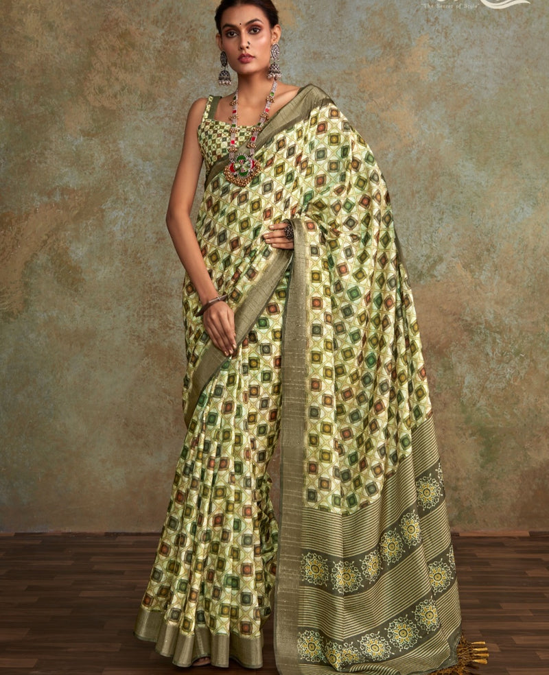 Elegant Traditional Saree with Intricate Patterns and Matching Blouse