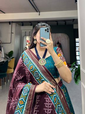 Tussar silk --ikkat Patola prints lehenga choli