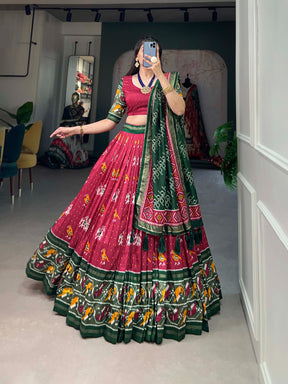 Tussar silk --ikkat Patola prints lehenga choli
