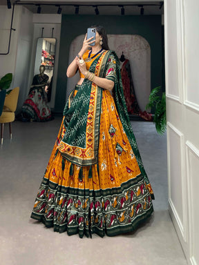 Tussar silk --ikkat Patola prints lehenga choli