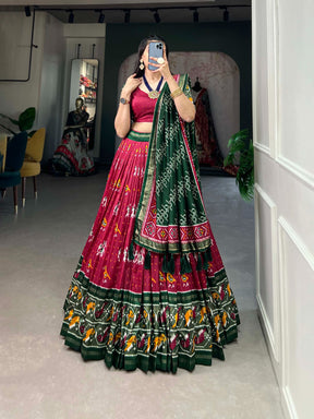 Tussar silk --ikkat Patola prints lehenga choli