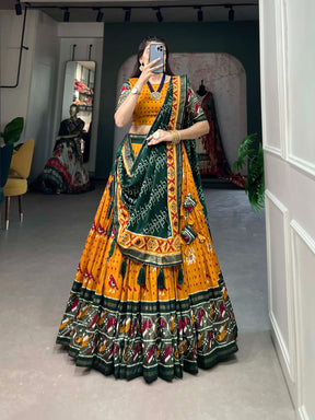 Tussar silk --ikkat Patola prints lehenga choli