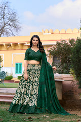 Tussar Silk Lehenga with stunning floral and foil prin