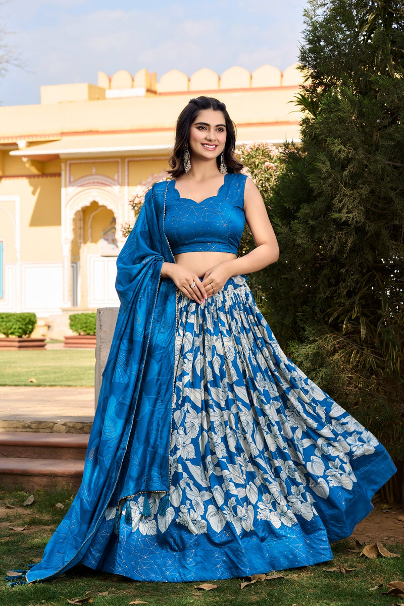 Tussar Silk Lehenga with stunning floral and foil prin