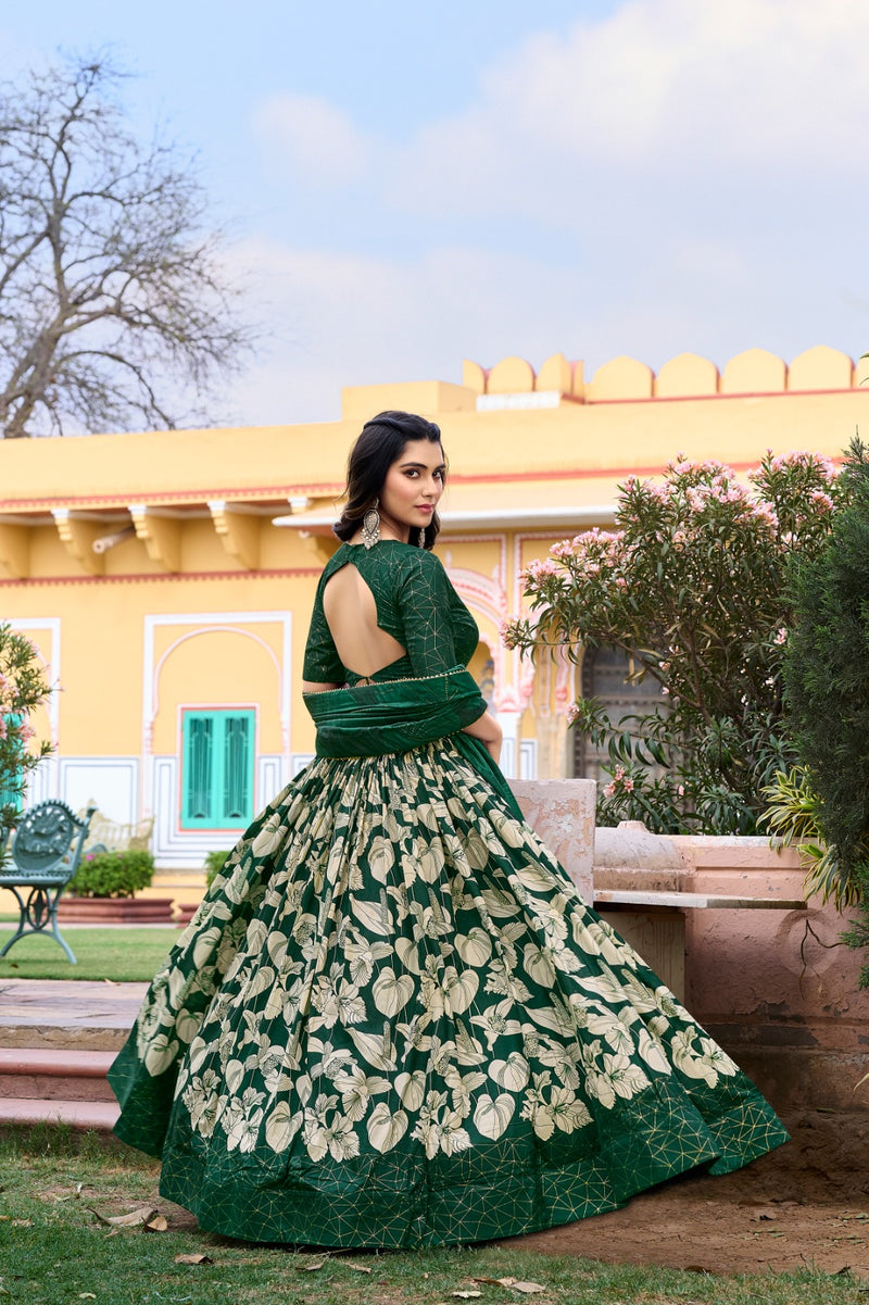 Tussar Silk Lehenga with stunning floral and foil prin