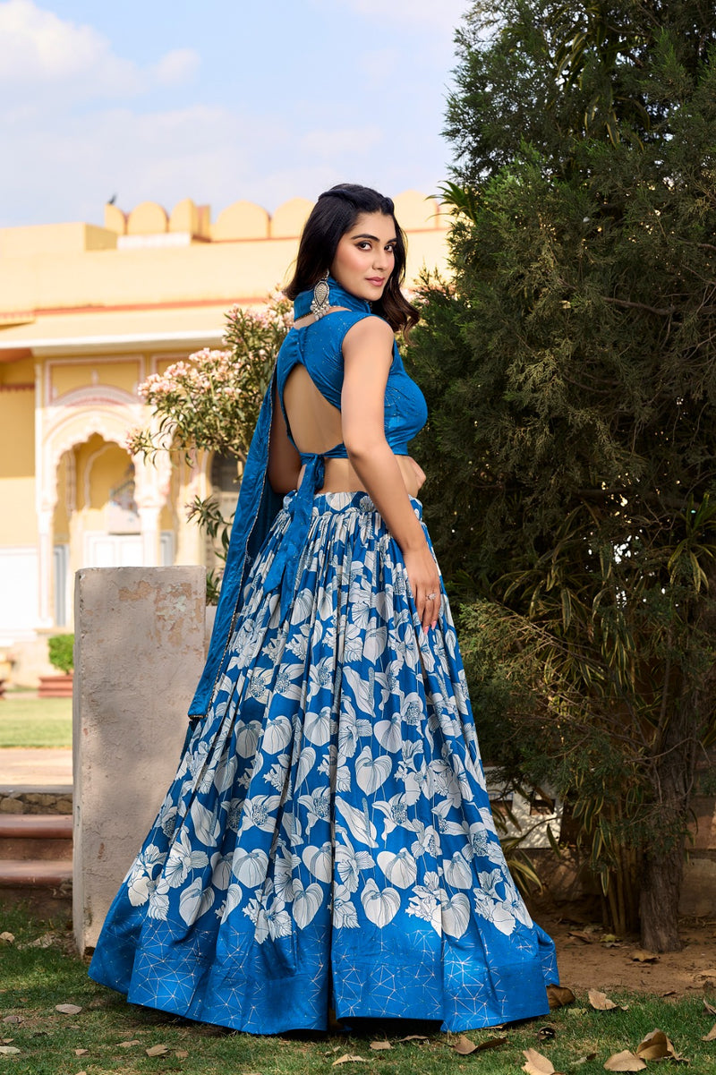 Tussar Silk Lehenga with stunning floral and foil prin