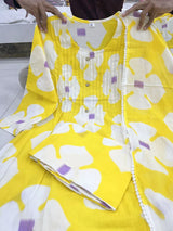 Yellow Colour Pure Cotton Beautiful Print Kurta Set