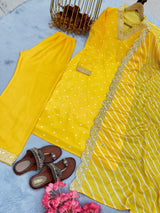 Yellow Colure Heavy  Embroidery Partywear Salwar Kameez Dress