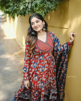 Anarkali Pure Cotton Beautiful Block Printed Suit Set