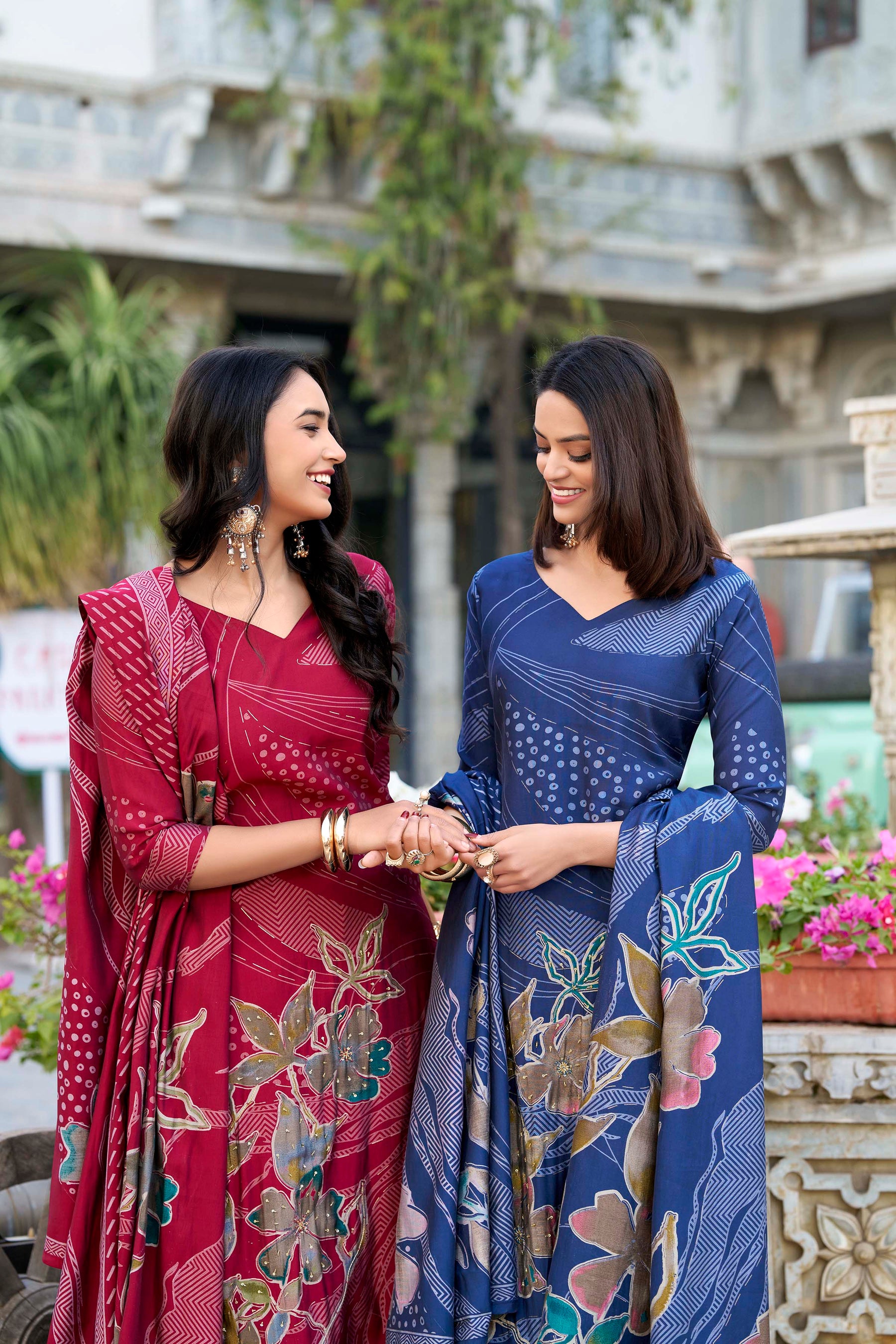 Floral Roman Silk Salwar Suit