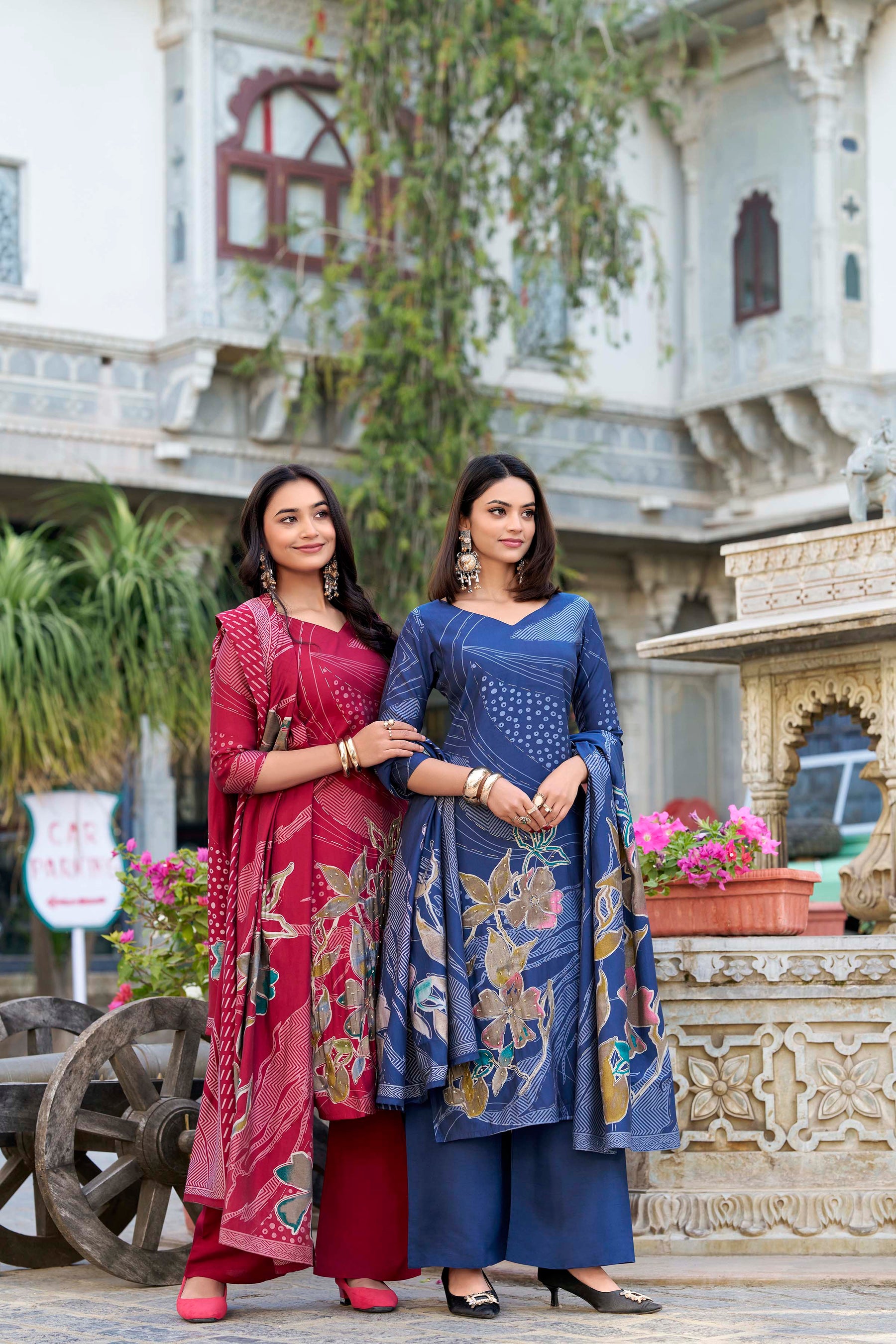 Floral Roman Silk Salwar Suit