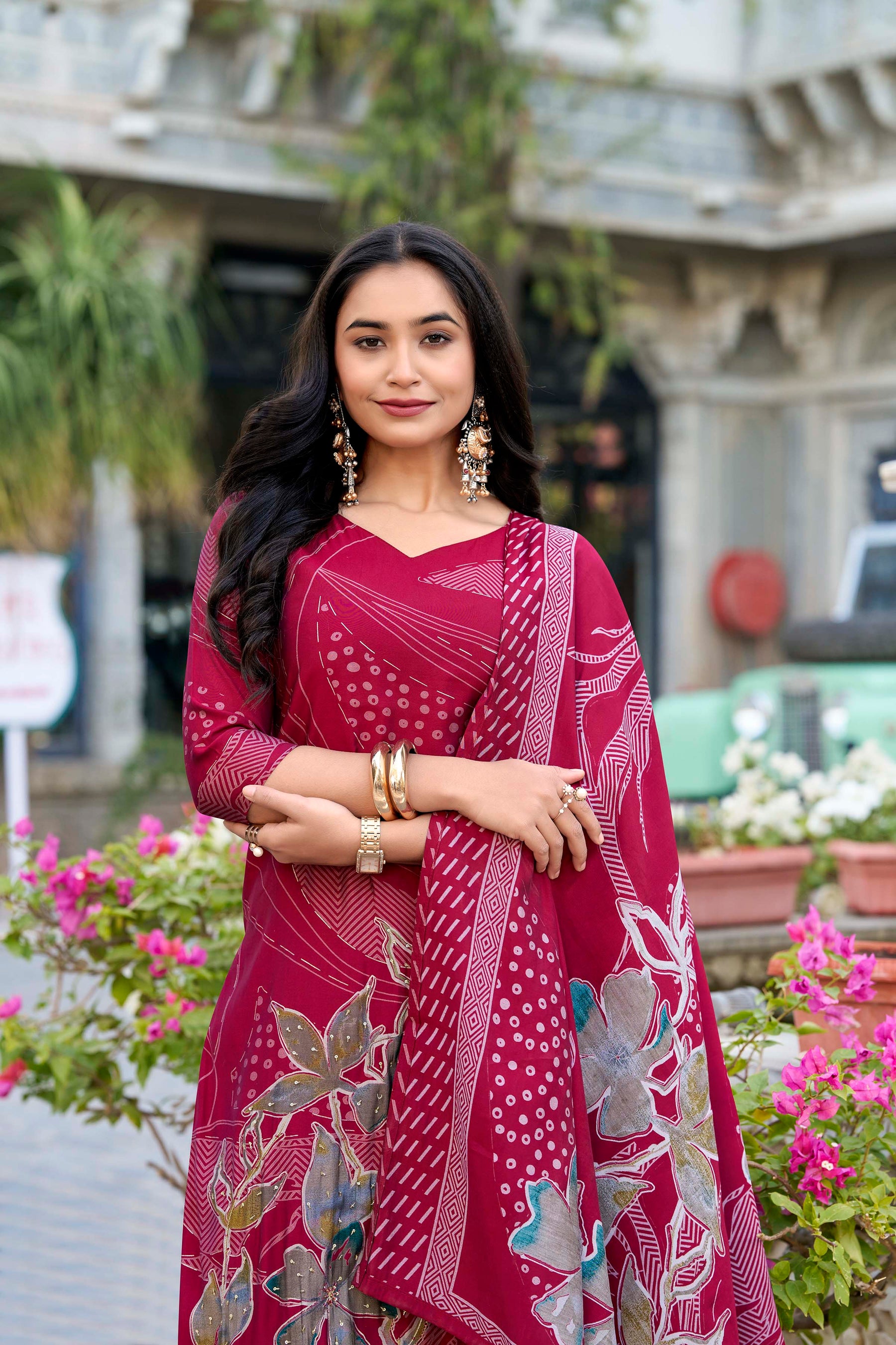 Floral Roman Silk Salwar Suit