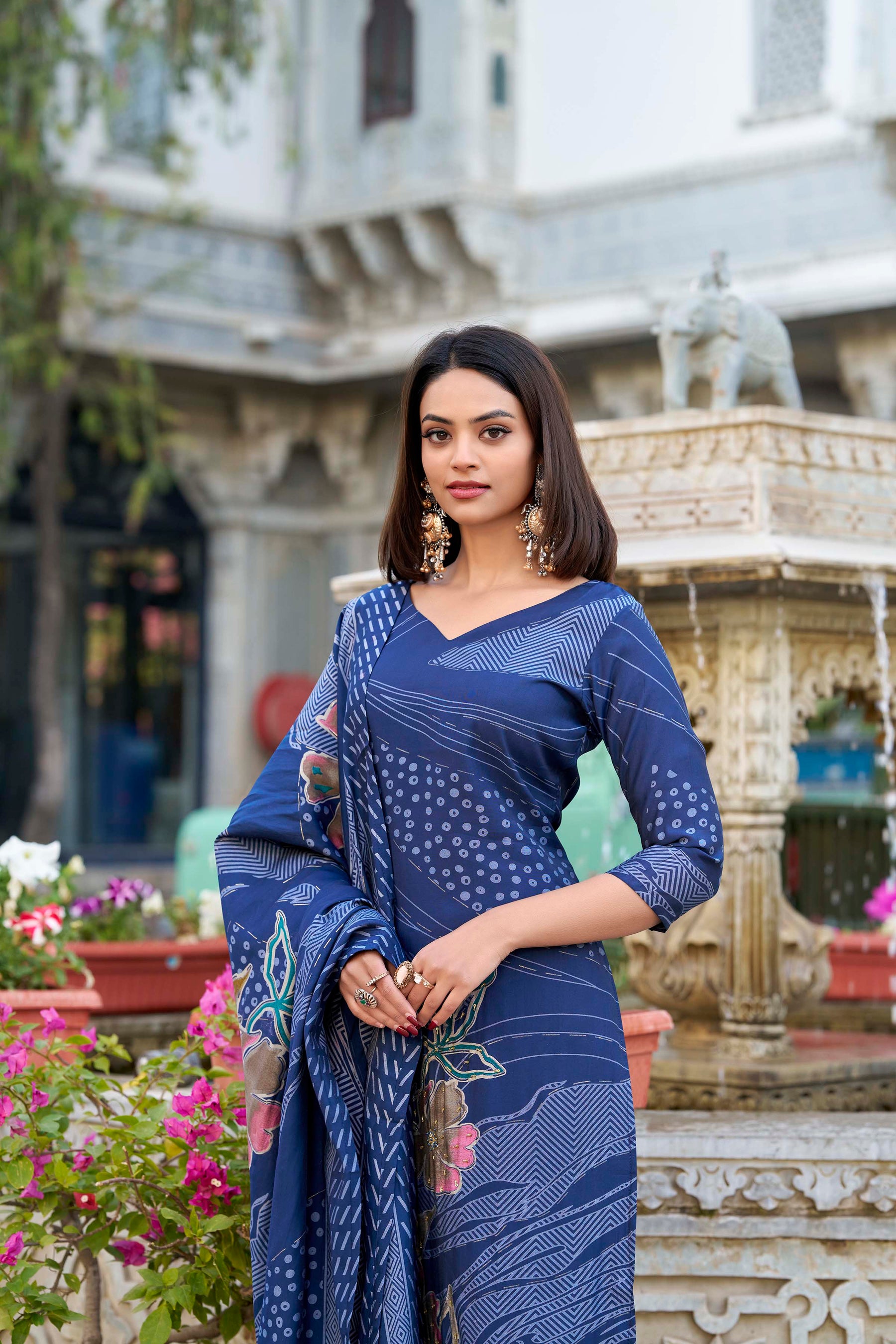 Floral Roman Silk Salwar Suit