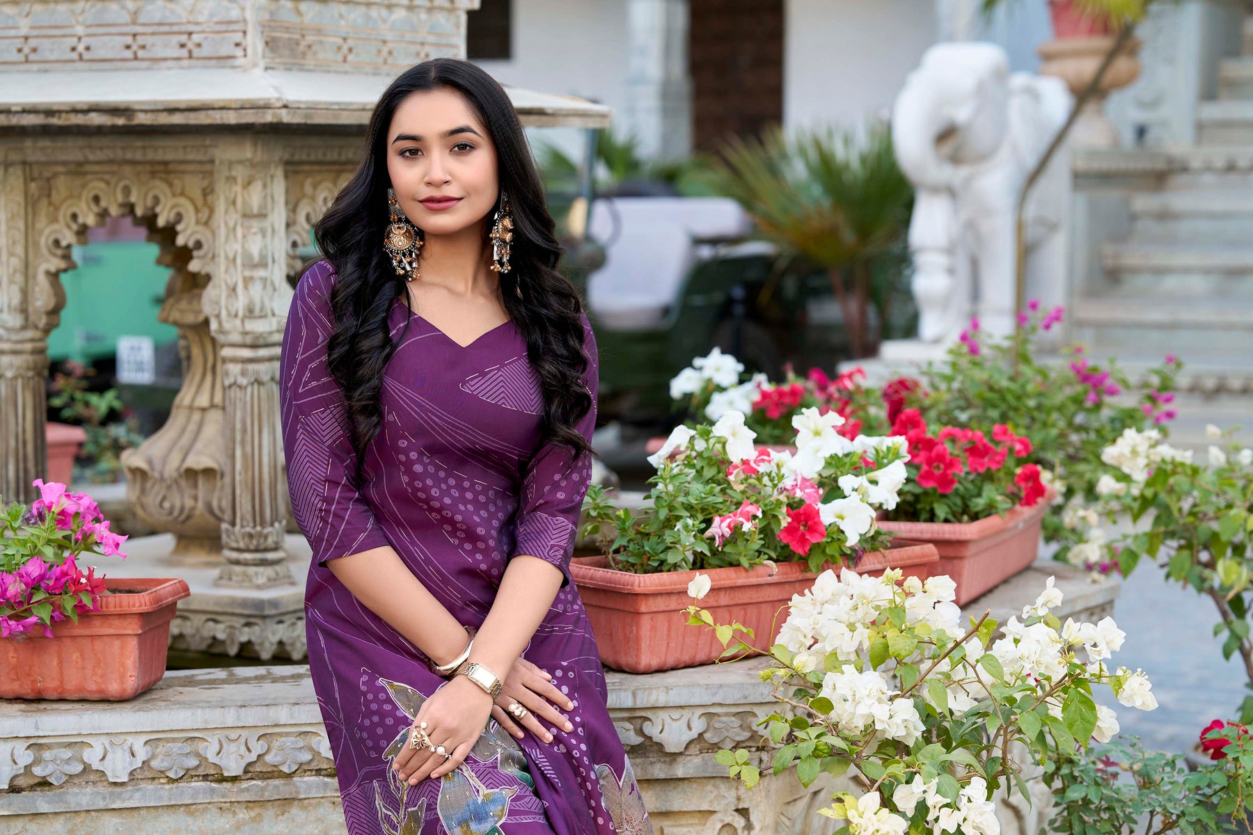 Floral Roman Silk Salwar Suit