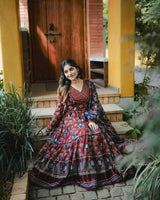 Anarkali Pure Cotton Beautiful Block Printed Suit Set