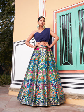 Blue Banarasi Lehenga Choli
