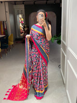 Exquisite Gaji Silk Bandhani Saree & Lagdi Patta