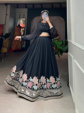 Black Georgette Co-ord Lehenga Set