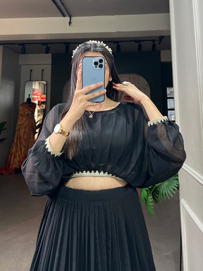 Black Georgette Co-ord Lehenga Set
