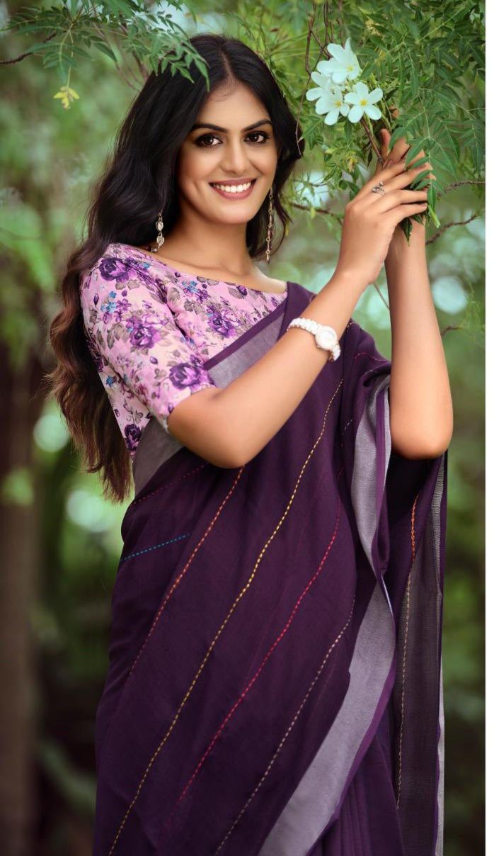 Linen saree