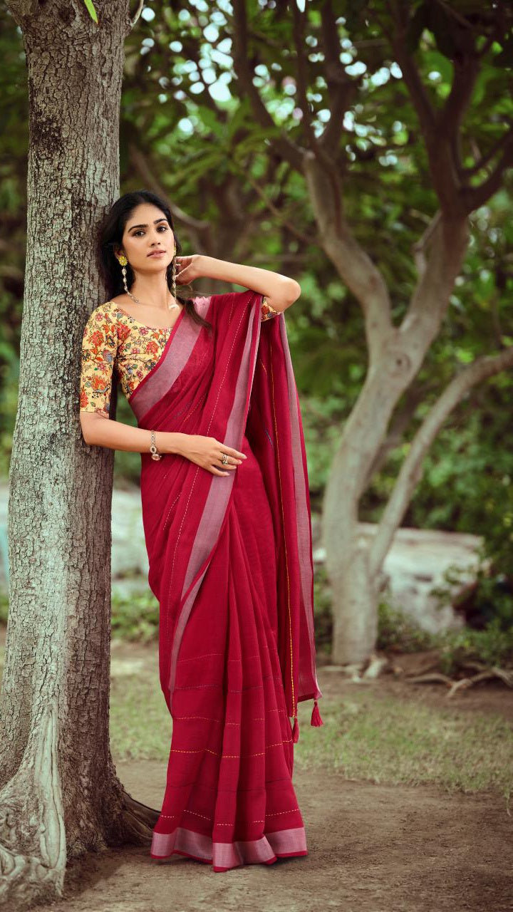 Linen saree