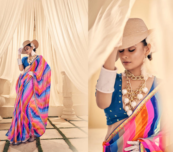 Vibrant Multicolor Handloom Saree with Polka Dots - Perfect for Trendy Ethnic Fashion.