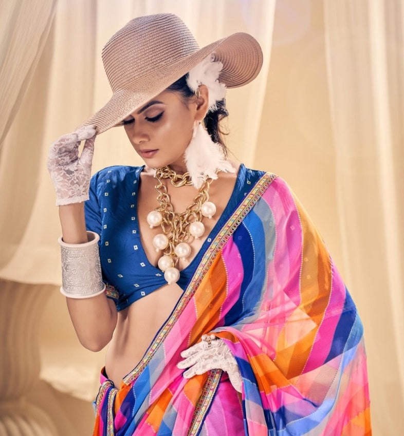 Vibrant Multicolor Handloom Saree with Polka Dots - Perfect for Trendy Ethnic Fashion.