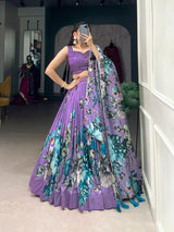 Floral Tussar Silk Lehenga