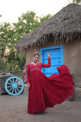 RED MIRROR WORK GOWN