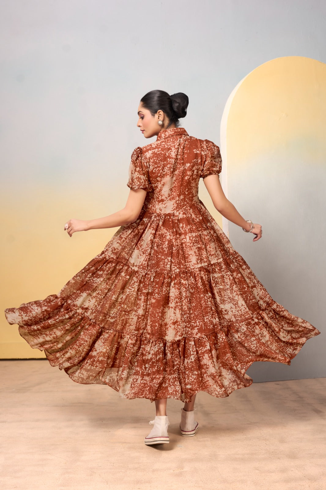 Tabby Silk Collared Gown