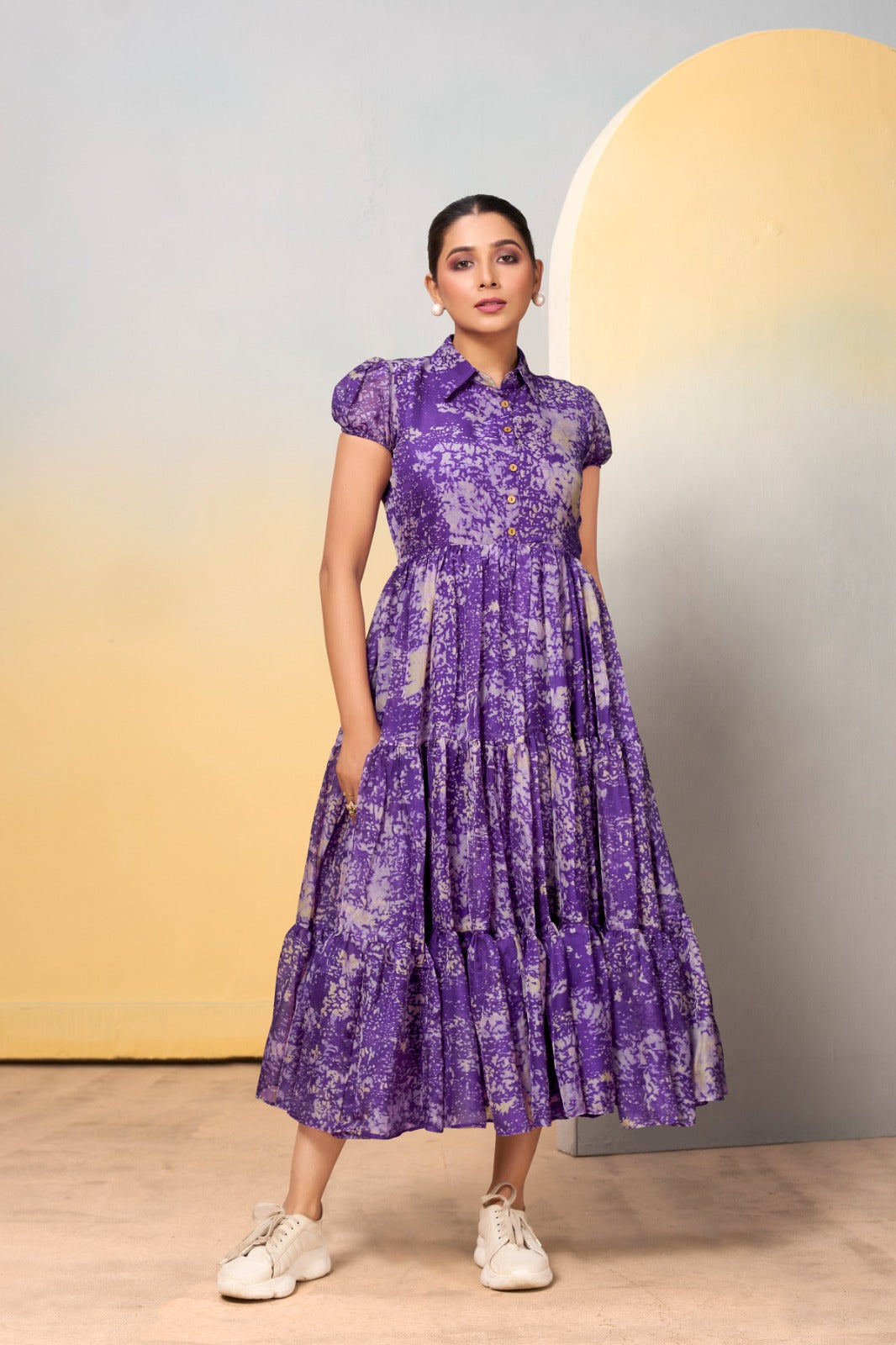 Tabby Silk Collared Gown