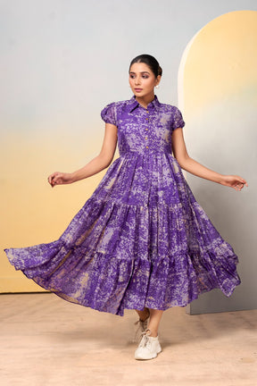Tabby Silk Collared Gown
